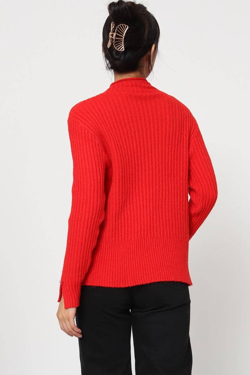 DIX-ONZE - Wholesale Knit Sweater - Women's - Ribbed Knit Sweater with Wavy Finish – Soft Ribbed Knit9