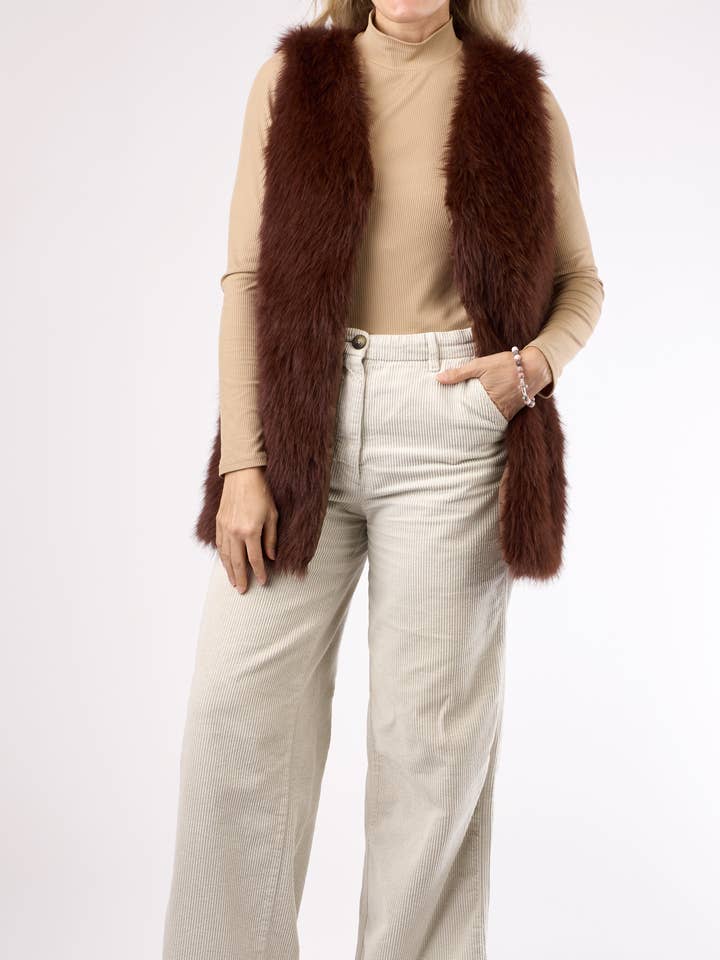 Kaleidoscope Accessories - Wholesale Outerwear Vest - Women's - Shaggy Fur Vest, 2 Assorted10