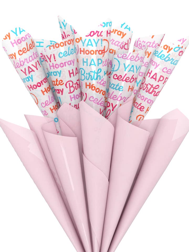 Birthday Tissue Paper, Flamingo Pink (2-colors, 6-Sheets) for wholesale by DICKENS INC.
