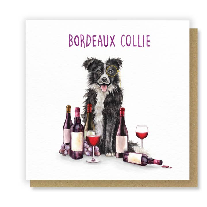 Border Collie - Biglietto di Auguri Acquerello con Gioco di Parole Divertente per la vendita all'ingrosso da parte di Citrus Bunn