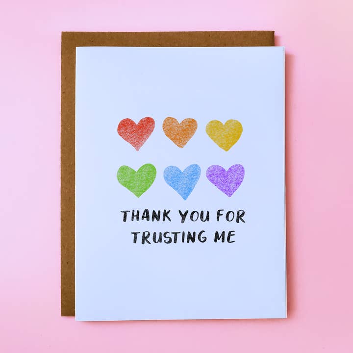 Rainbow Thank You For Trusting Me Card for wholesale by Little Rainbow Paper Co