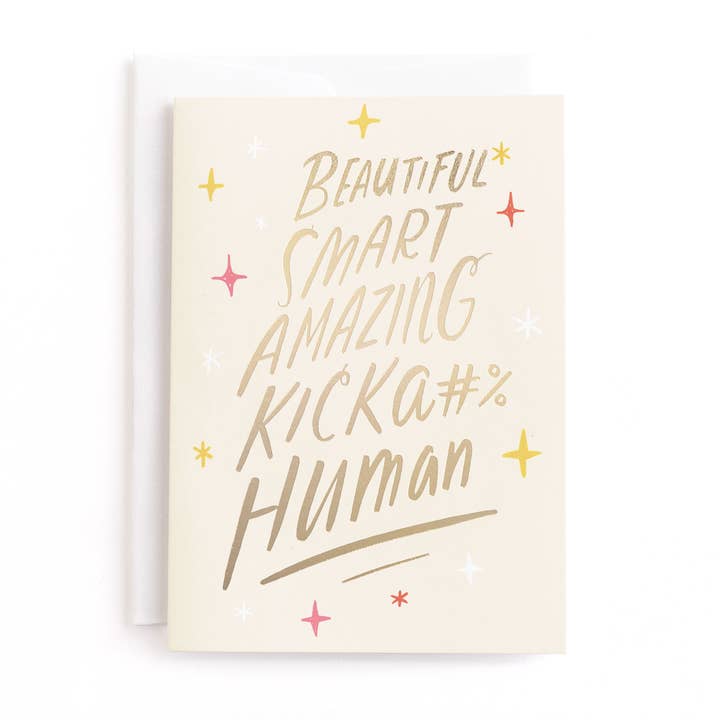 Kicka#% Human, Congrats Greeting Card, Foil-Pressed for wholesale by Minted
