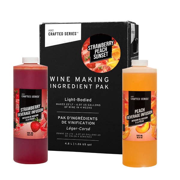 Kit de vinification Strawberry Peach Sunset Blush Fruit (5,3 L | 1,4 gal) pour la vente par ABC Crafted Series