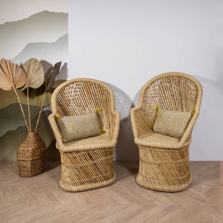 Now's Home - Wholesale Chair - SET OF 2 BAMBOO ARMCHAIRS WITH CUSHIONS 70X68X100 ZAMZEBE