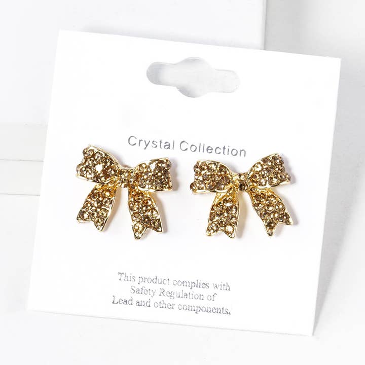 Sensibling Corp. - Wholesale Stud/Post Earrings - Crystal Rhinestone Pave Bow Stud Earrings
20