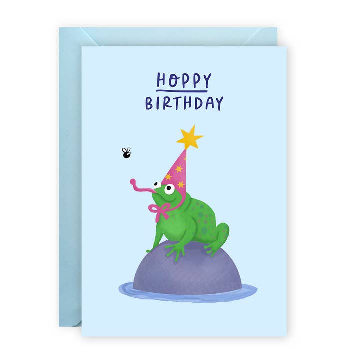 Funny Frog Birthday Card - Pun for Him - Card for Men for wholesale by Painted Parasol Studio