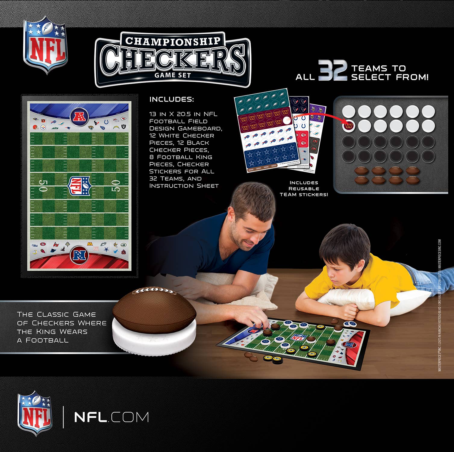 Masterpieces Puzzles - Wholesale Board Game - NFL - League Checkers Board Game2