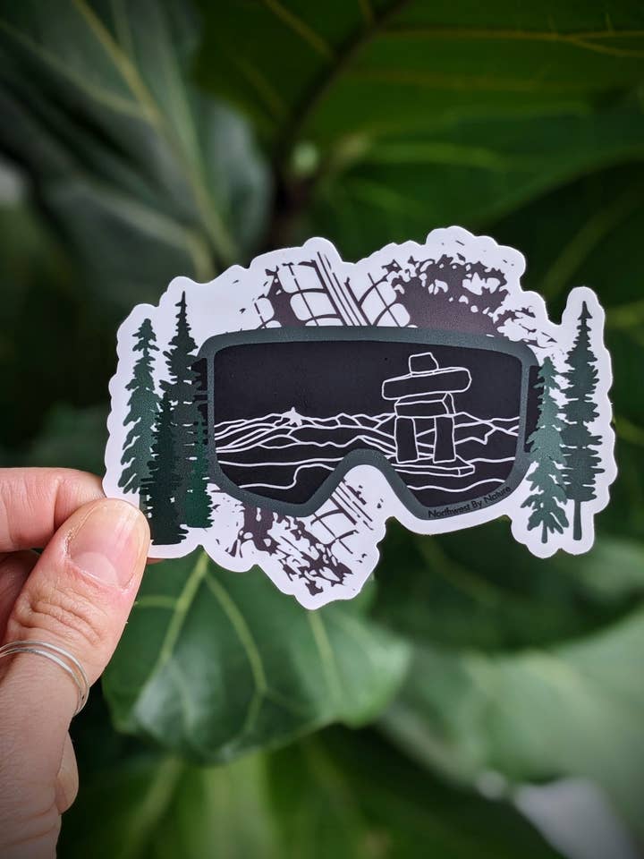 Whistler Blackcomb Bike Black Tusk Inukshuk Sticker for wholesale by Northwest By Nature