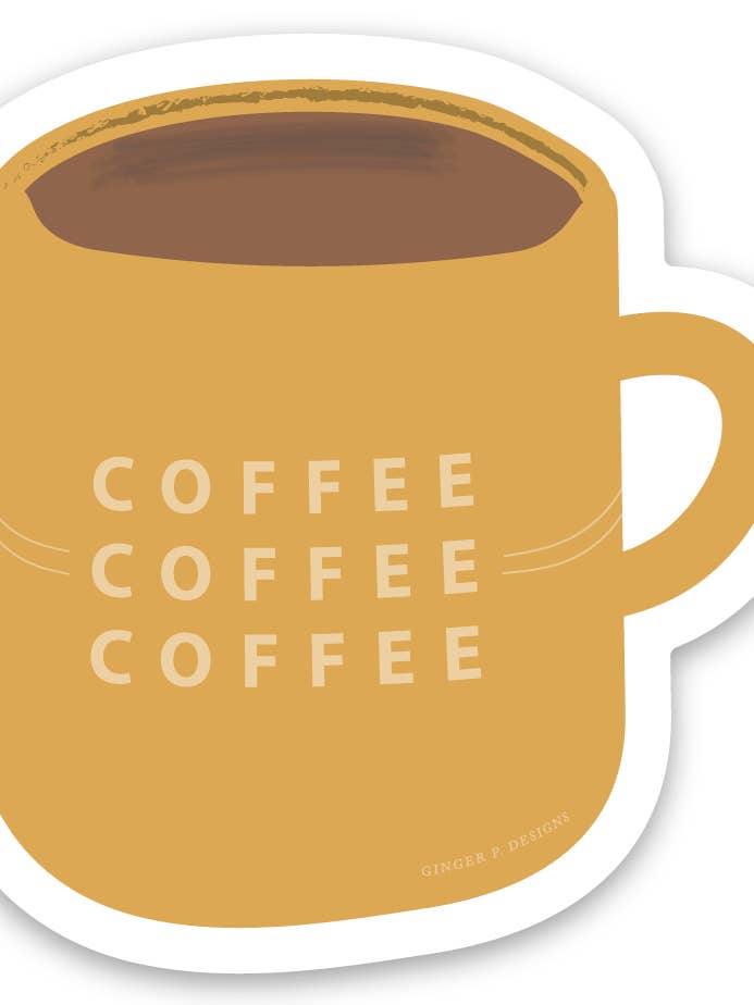 Mini Coffee Mug Vinyl Sticker for wholesale by Ginger P. Designs