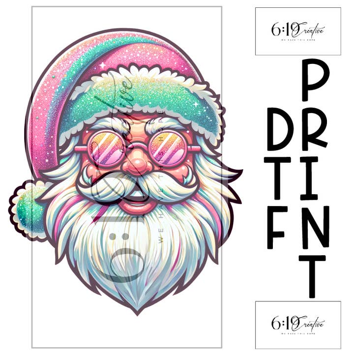 Kleurrijke DTF-print van de kerstman voor wholesale door 6:19 Creative