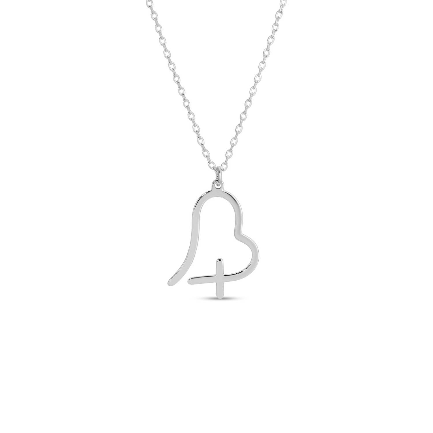 Splendid Iris - Wholesale Pendant/Charm Necklace - Free Form Heart With Cross Pendant Necklace1