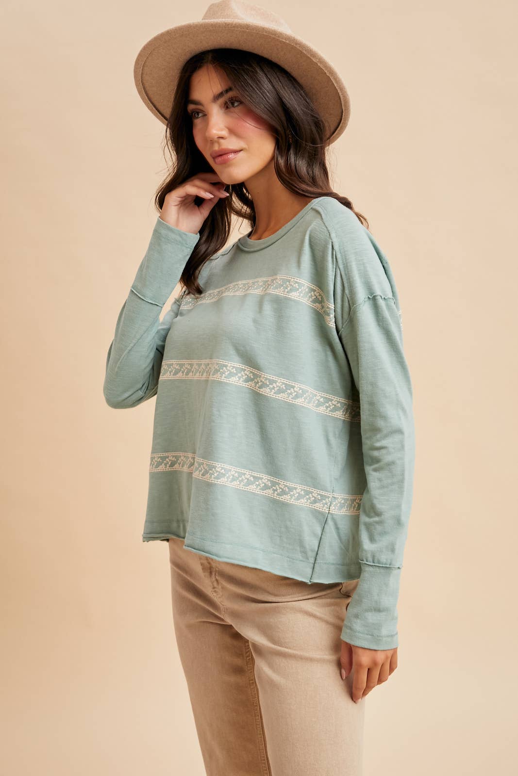 In Loom - Wholesale Blouse - Women's - FLORAL EMBROIDERY STRIPED TEE5