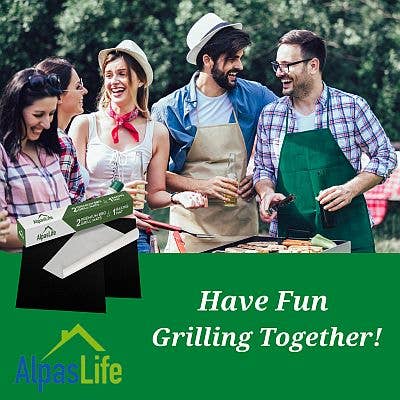 Alpas Life - Wholesale Grill Pan/Griddle - BBQ Grill Mats (Set of 2) Plus Oven Baking Mat