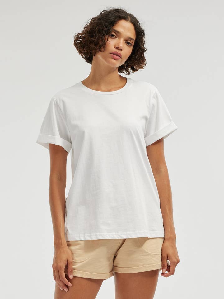 T-shirt à manches retroussées Cruz - Blanc pour la vente par Amelius