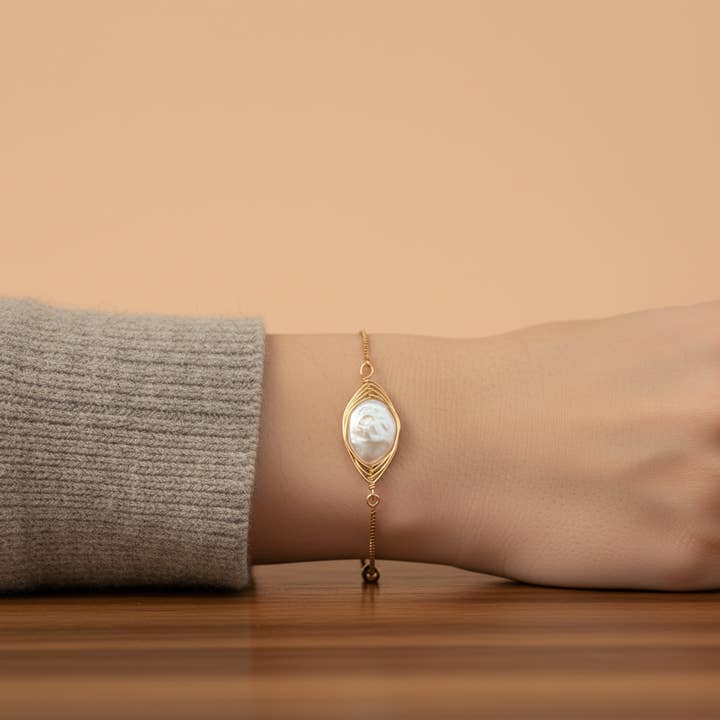 iBijoux - Wholesale Charm/Dangle Bracelet - Minimal Wired Baroque Pearl Bracelet (1B14) 8