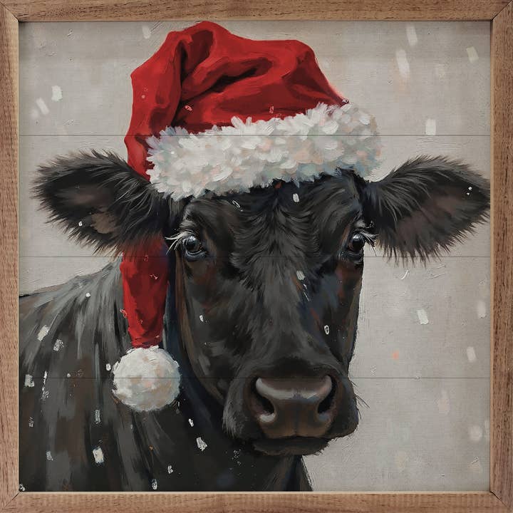Kendrick Home - Wholesale Wood Wall Art - Christmas Beef Cow