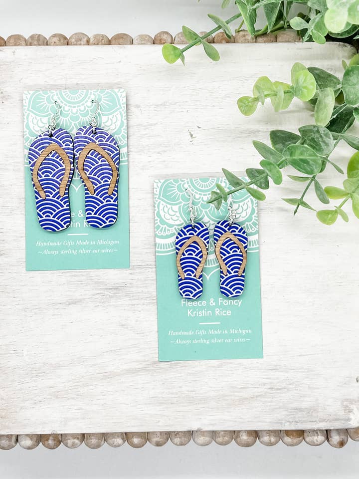 Brincos de chinelo feitos à mão Sea Scales por atacado de Fleece & Fancy