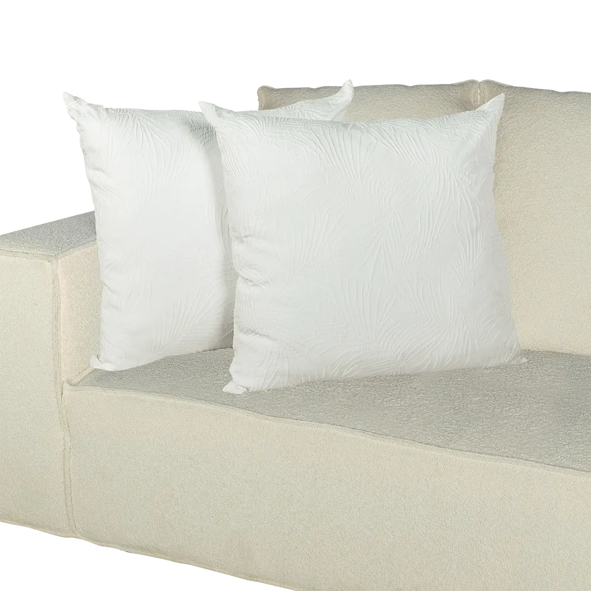 DECO DECOR - Vente Coussin décoratif - Coussin décoratif en coton-lin blanc avec motif de branches en relief1