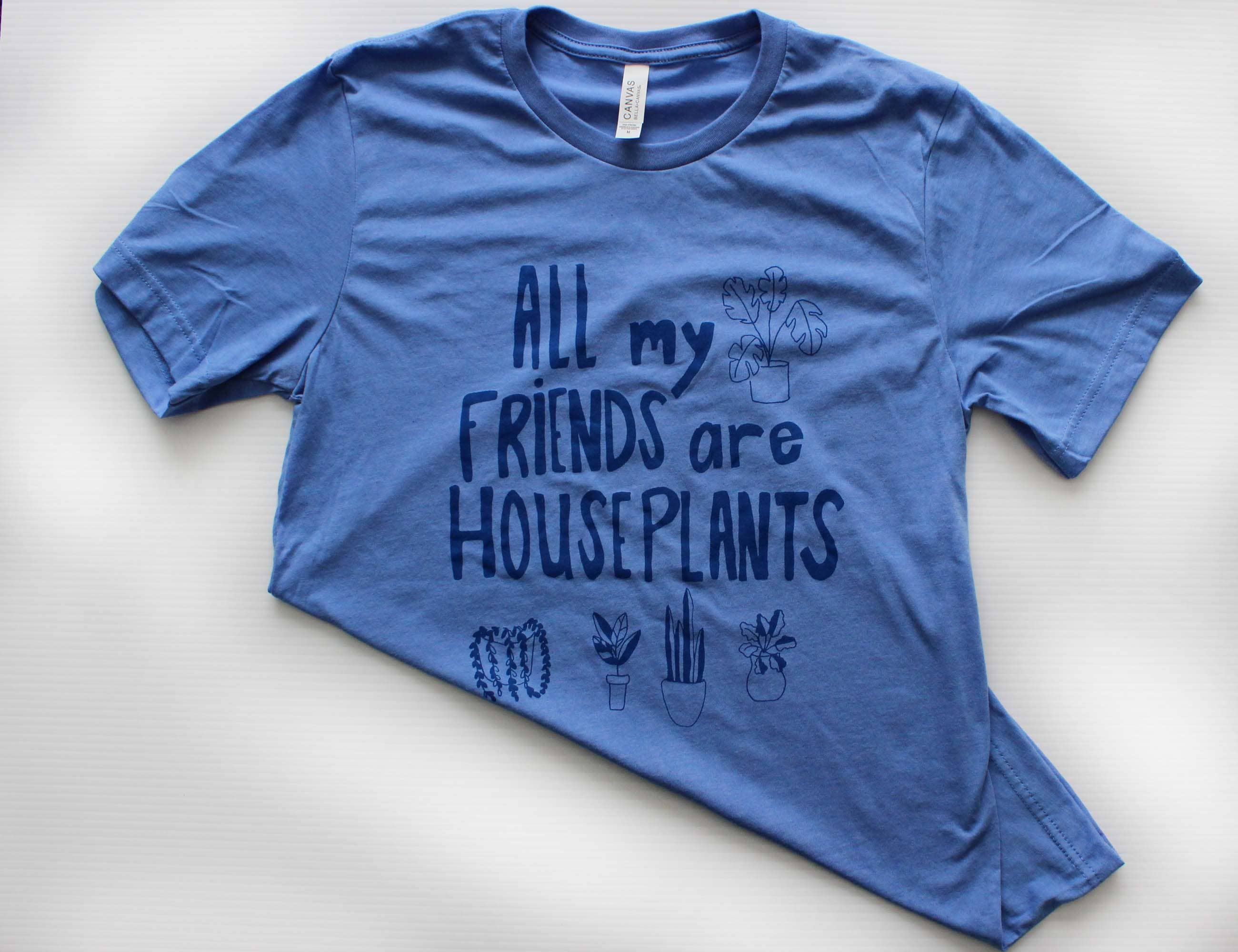 Yonder Studios - Wholesale Screen Printed T-Shirt - Unisex - Houseplants Shirt on Blue0