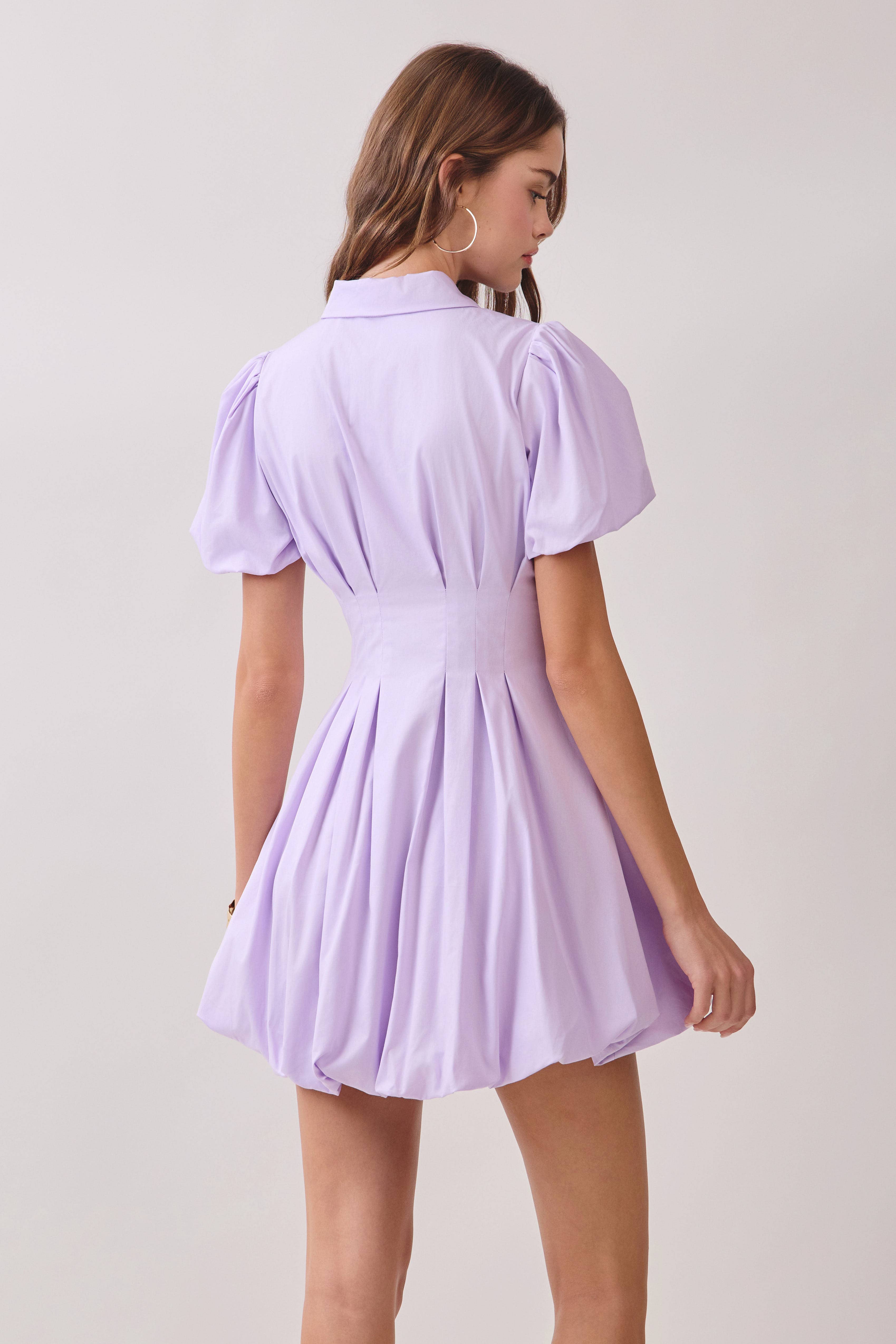 TCEC - Wholesale Dress - Women's - CD05305-Fit and Flare Zipper Front Bubble Sleeves Dress3