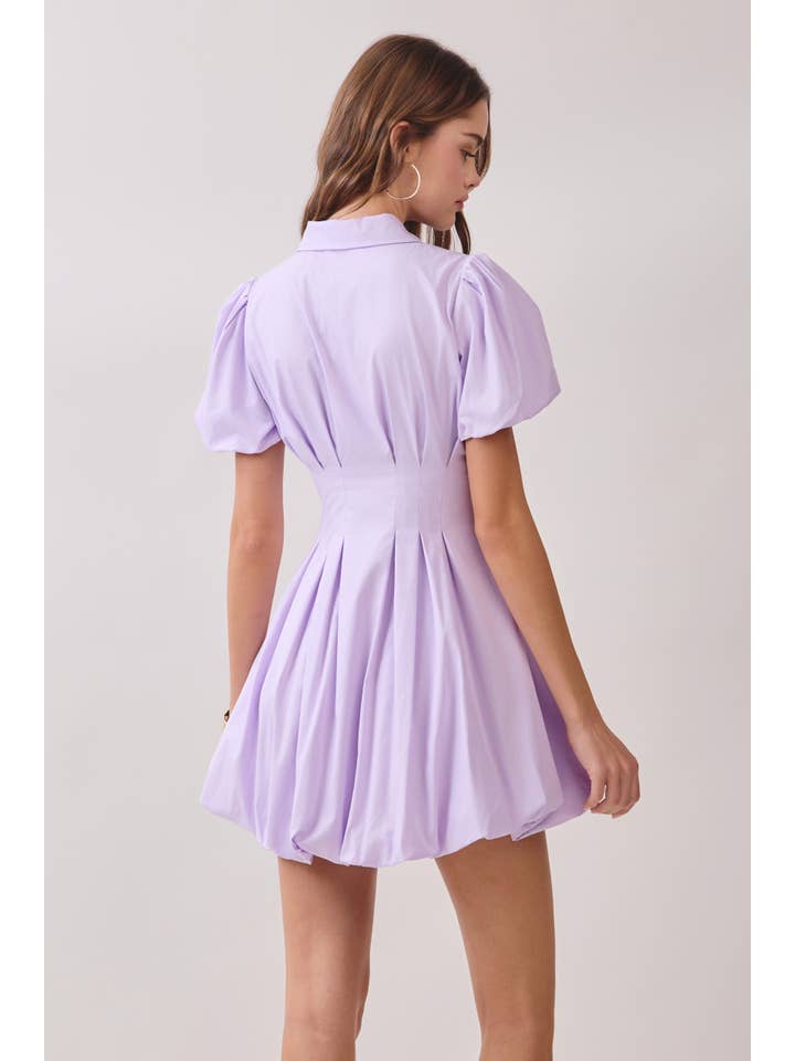 TCEC - Wholesale Dress - Women's - CD05305-Fit and Flare Zipper Front Bubble Sleeves Dress3