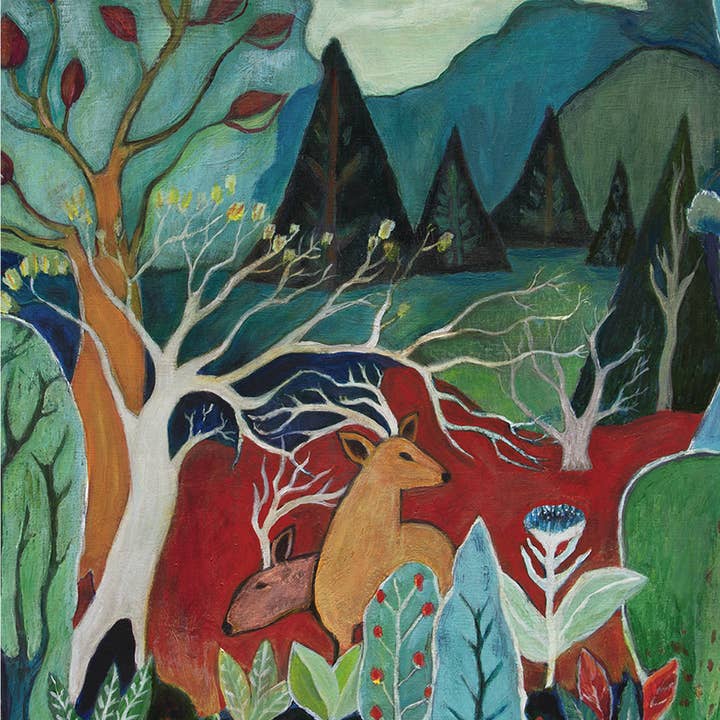 Greeting Card, Nature Card, Deer, Branches for wholesale by ANN WILLEY ARTS
