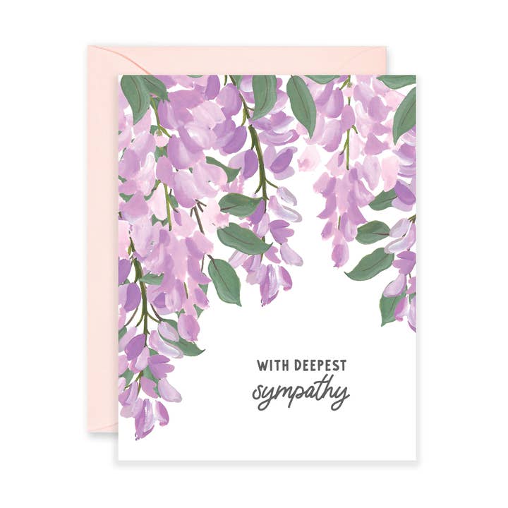Wisteria Sympathy Greeting Card for wholesale by Isabella MG