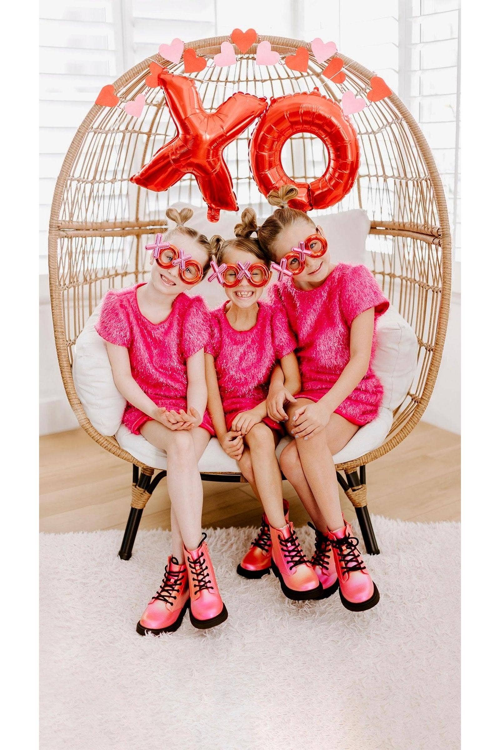 Three Wildflower Designs - Wholesale Top & Skirt Set - Kids - Pink Sparkle Tinsel Set7