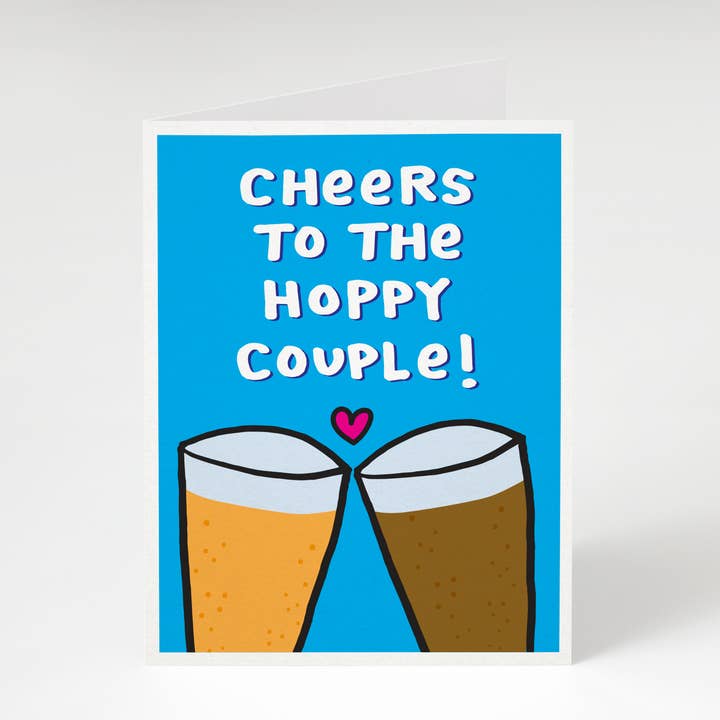 Cheers to the Hoppy Couple! Engagement & Wedding Card. for wholesale by Tiny Gang Designs
