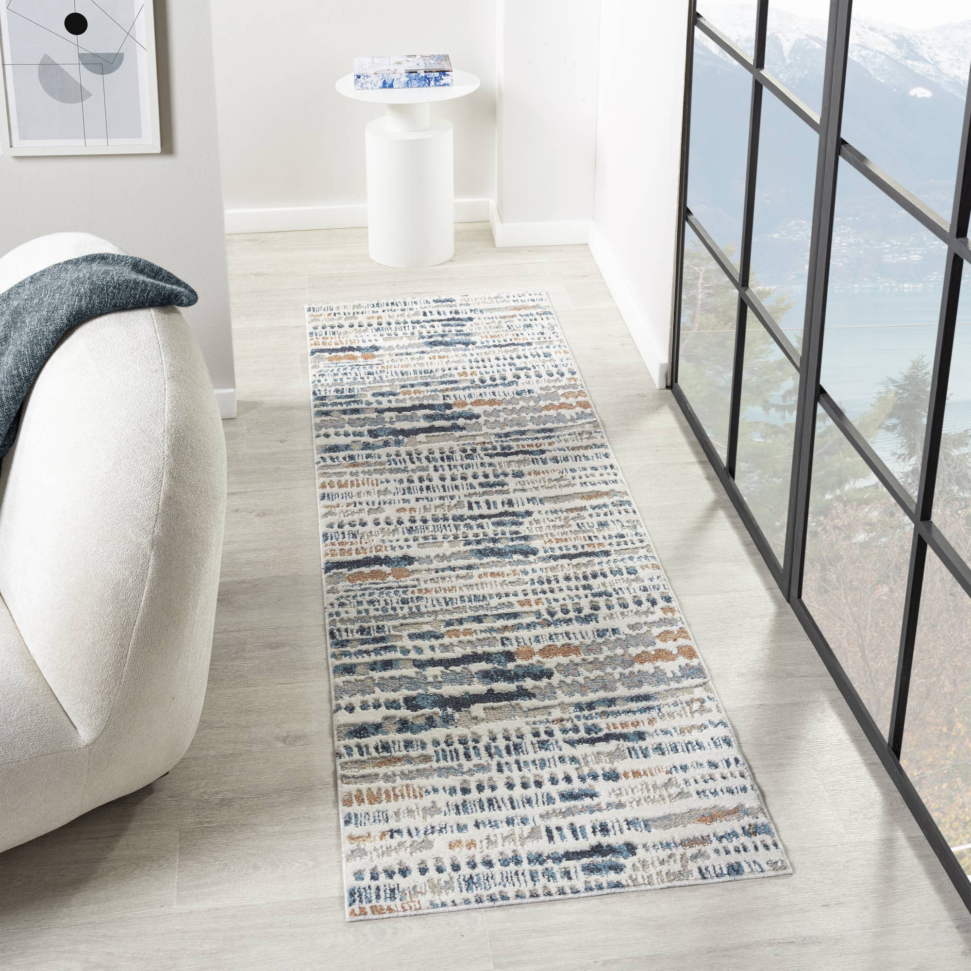 LR Home - Wholesale Area Rug - Washable Modern Blue/Gray Abstract Indoor Area Rug1