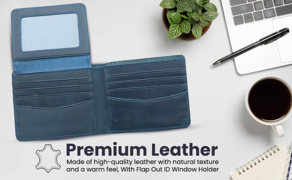 American Leather Goods - Wholesale Wallet - Men's - Genuine Leather Wallet for Men with Flap out ID Window13
