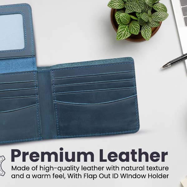 American Leather Goods - Wholesale Wallet - Men's - Genuine Leather Wallet for Men with Flap out ID Window5
