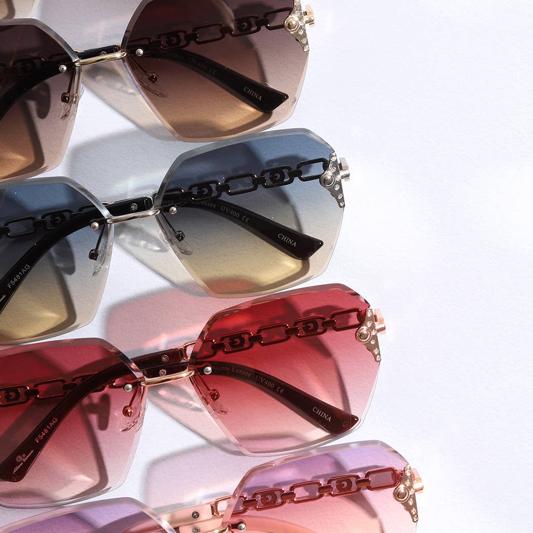  ASSORTED COLOR Hexagon Lenses Linked Design Legs Sunglasses for wholesale on Faire15