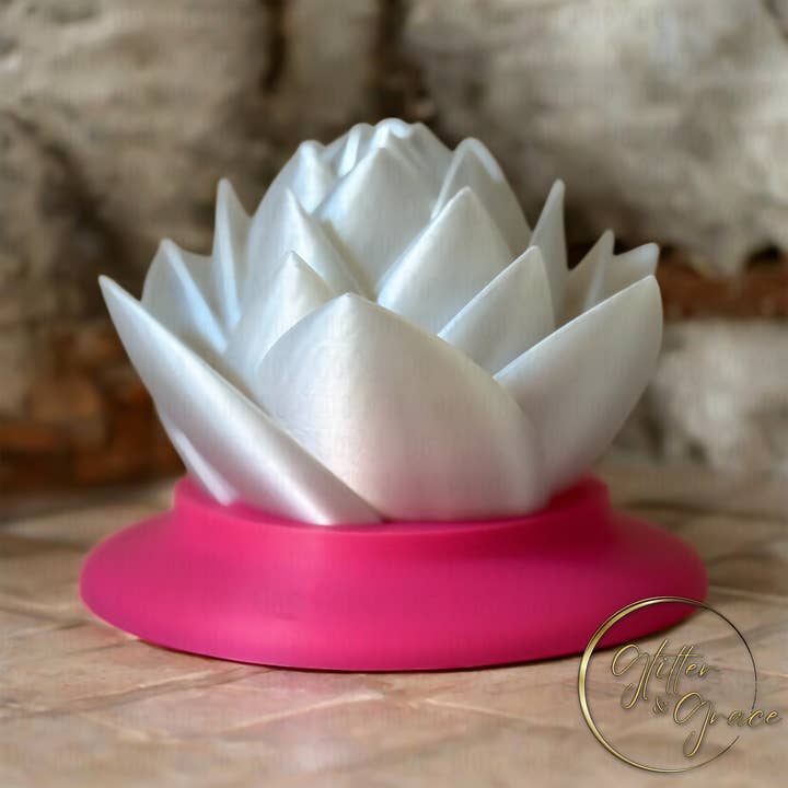 Lotus Flower LED Tealight Lamp for wholesale by Glitter And Grace, LLC
