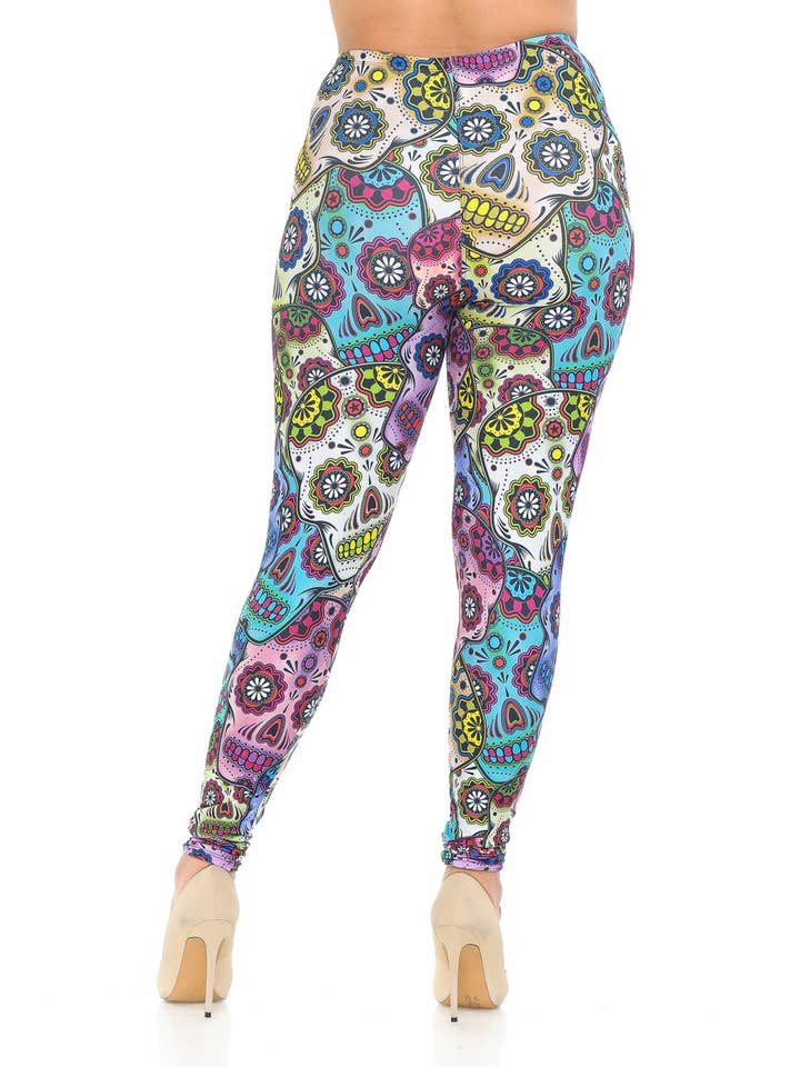 USA Fashion - Wholesale Fashion leggings – Women's - Creamy Soft Sugar Skull Leggings by USA Fashion™9