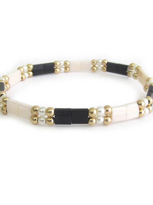 ( TX1404 ) PEARL FLAT BEAD BRACELET for wholesale by Jewelry Max