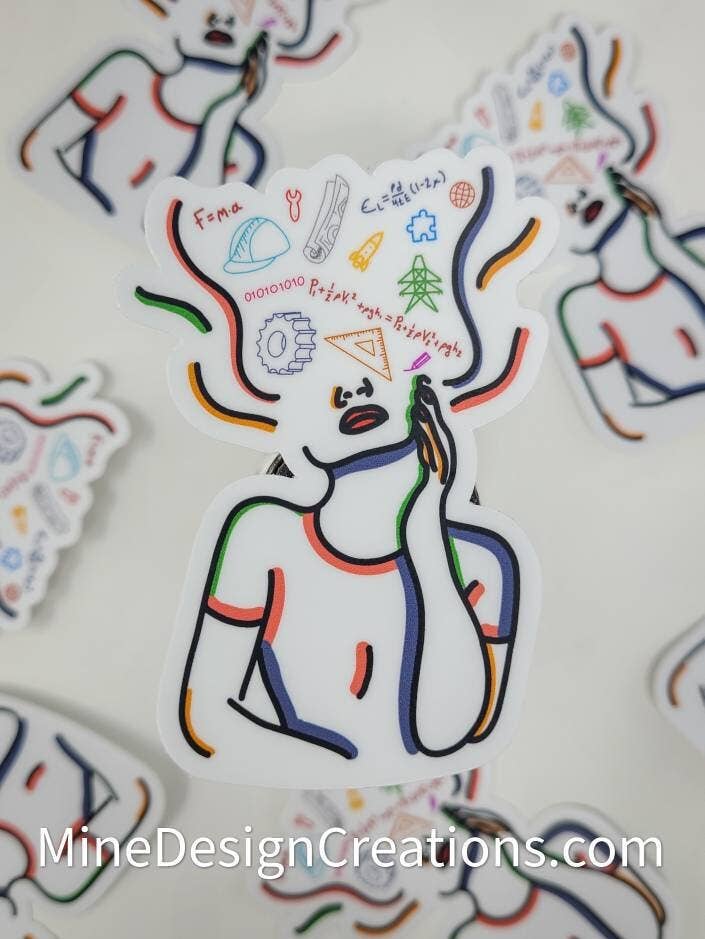 Mine Design Creations – wholesale Klistermärke – Kvinnor i Engineering Klistermärke - Abstrakt Konst2