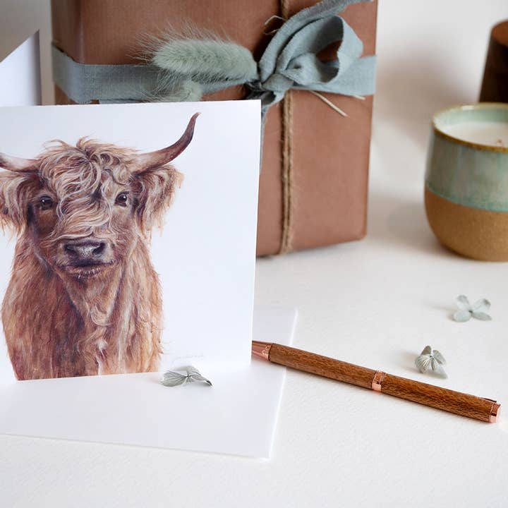 Jodie Westall Art - Wholesale Everyday greeting card - ‘Hamish’ Highland Cow - Greeting Card1