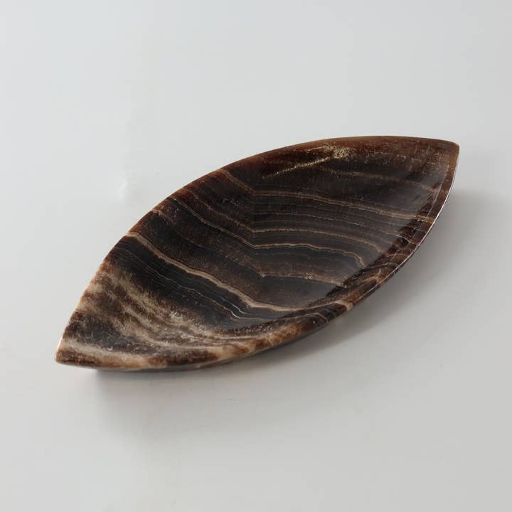 Mi Esperanza Minerals - Wholesale Decorative Plate/Dish/Bowl - Large Chocolate Onyx Leaf Dishes Set of 62
