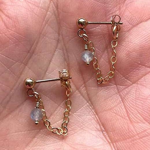 Labradoriet Lina kettingoorbellen voor wholesale door YSIE