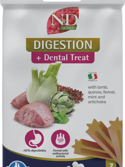 N&D Godbidder Quinoa Digestion Voksen Medi/Maxi 100 gr. for engroshandel hos Finest Petfoods