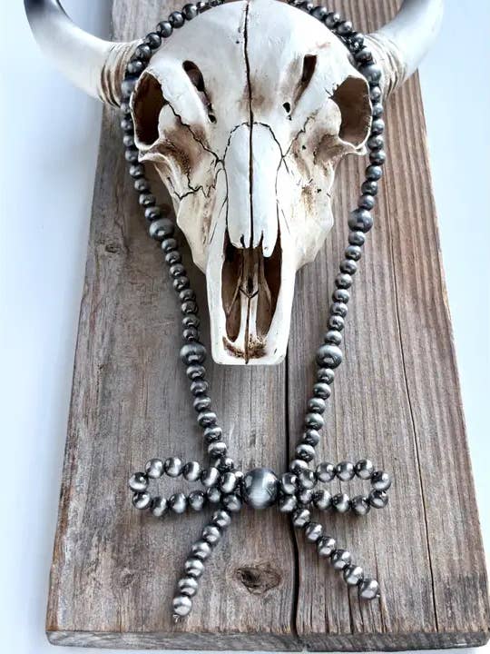 Western Navajo Pearl Bead Coquette Bow Necklace for wholesale by Boho Ranch Shop