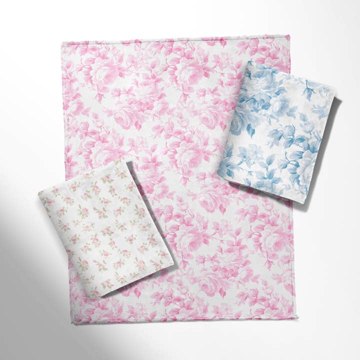 Fancy Love Pink and Blue Roses Collection Throw Blanket for wholesale by Boutique Monogram