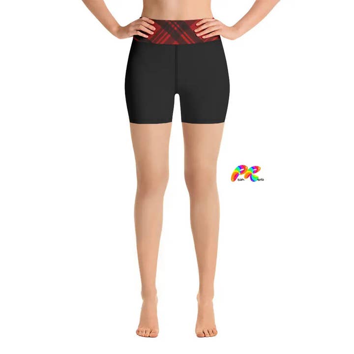 Red Plaid Festival Shorts for wholesale by Prism Raves