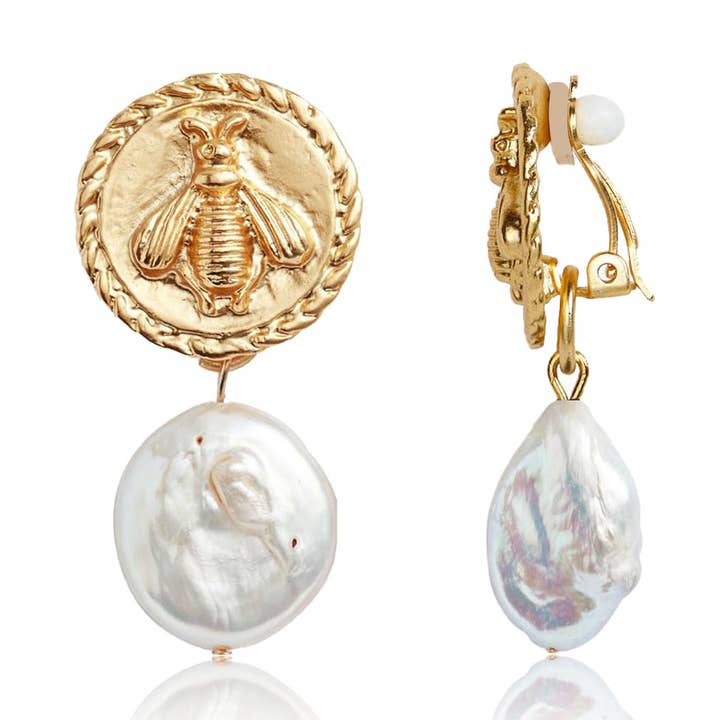 Bee Clip On & Flat Pearl Drop for wholesale by KARINE SULTAN