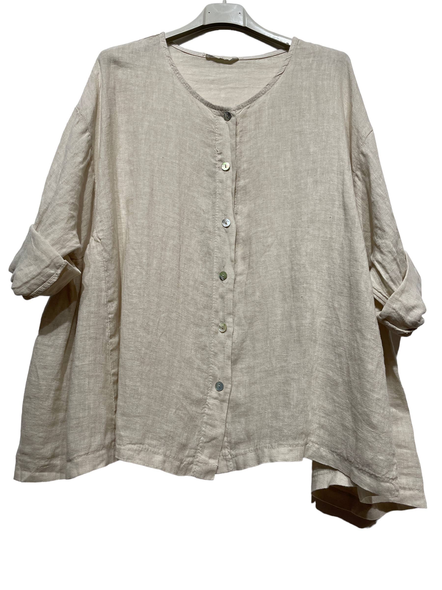 LINEN & COTTON HOUSE – Großhandel Hemd mit Button-down-Kragen – Damen – 61911 Bluse aus Leinen und Baumwolle – Einheitsgröße13