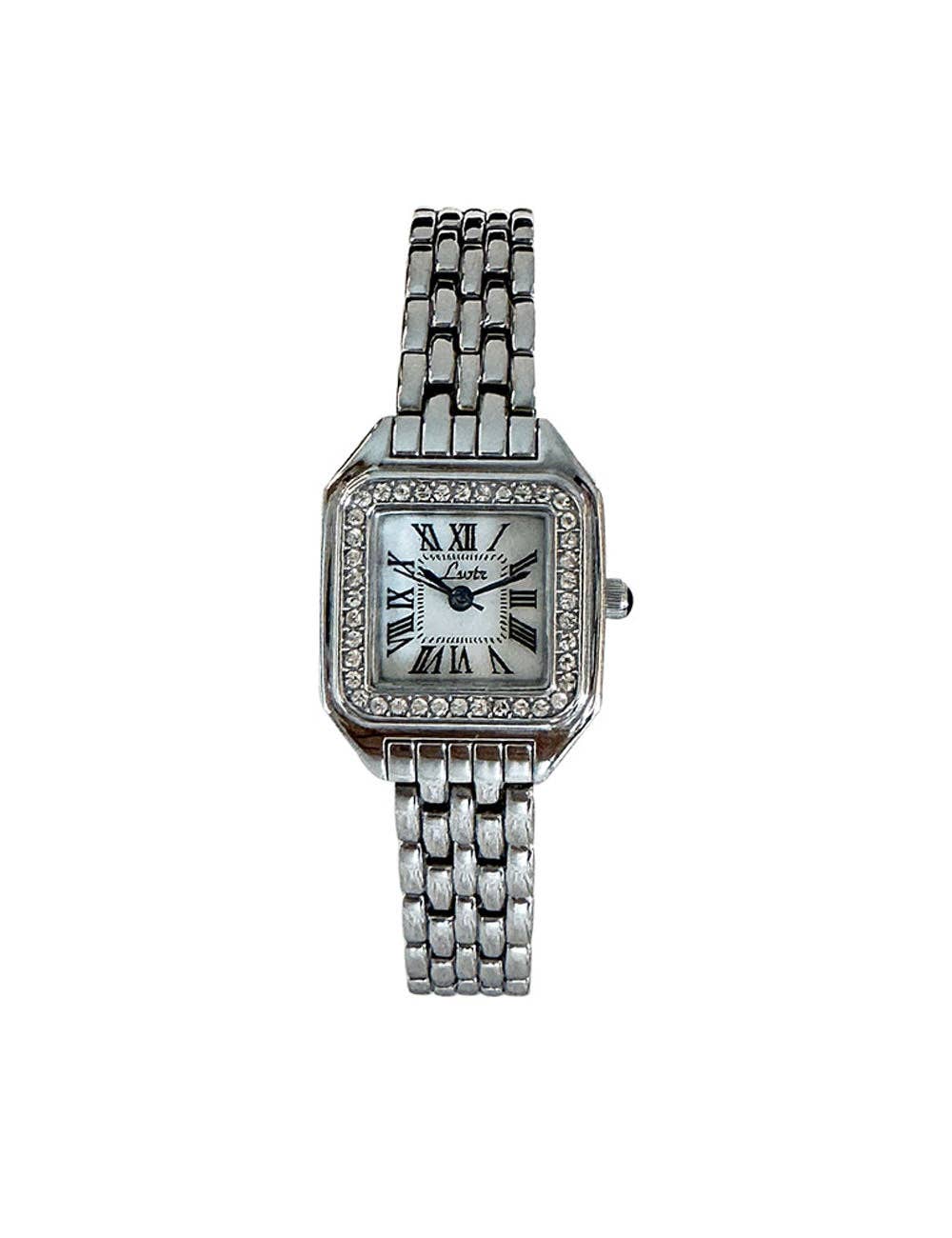 Dipped Shop - Wholesale Wrist Watch - Women's - Vintage Roman Square Rhinestone Bezel Quartz Watch DP25F7422