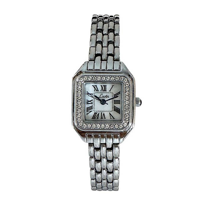 Dipped Shop - Wholesale Wrist Watch - Women's - Vintage Roman Square Rhinestone Bezel Quartz Watch DP25F7422
