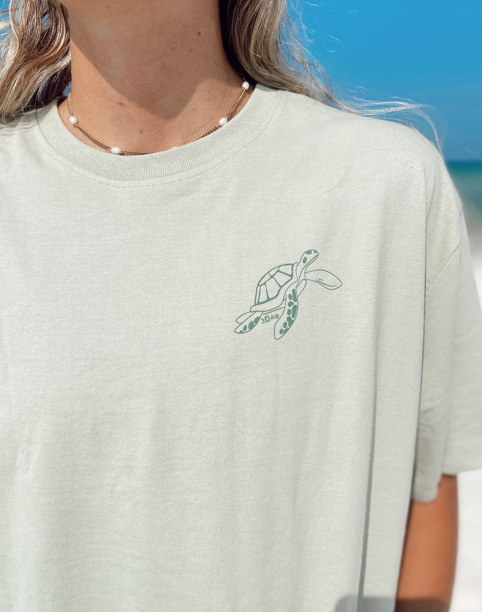 30A Gear - Wholesale Screen Printed T-Shirt - Unisex - Save The Sea Turtles Short Sleeve Tee - Sage5