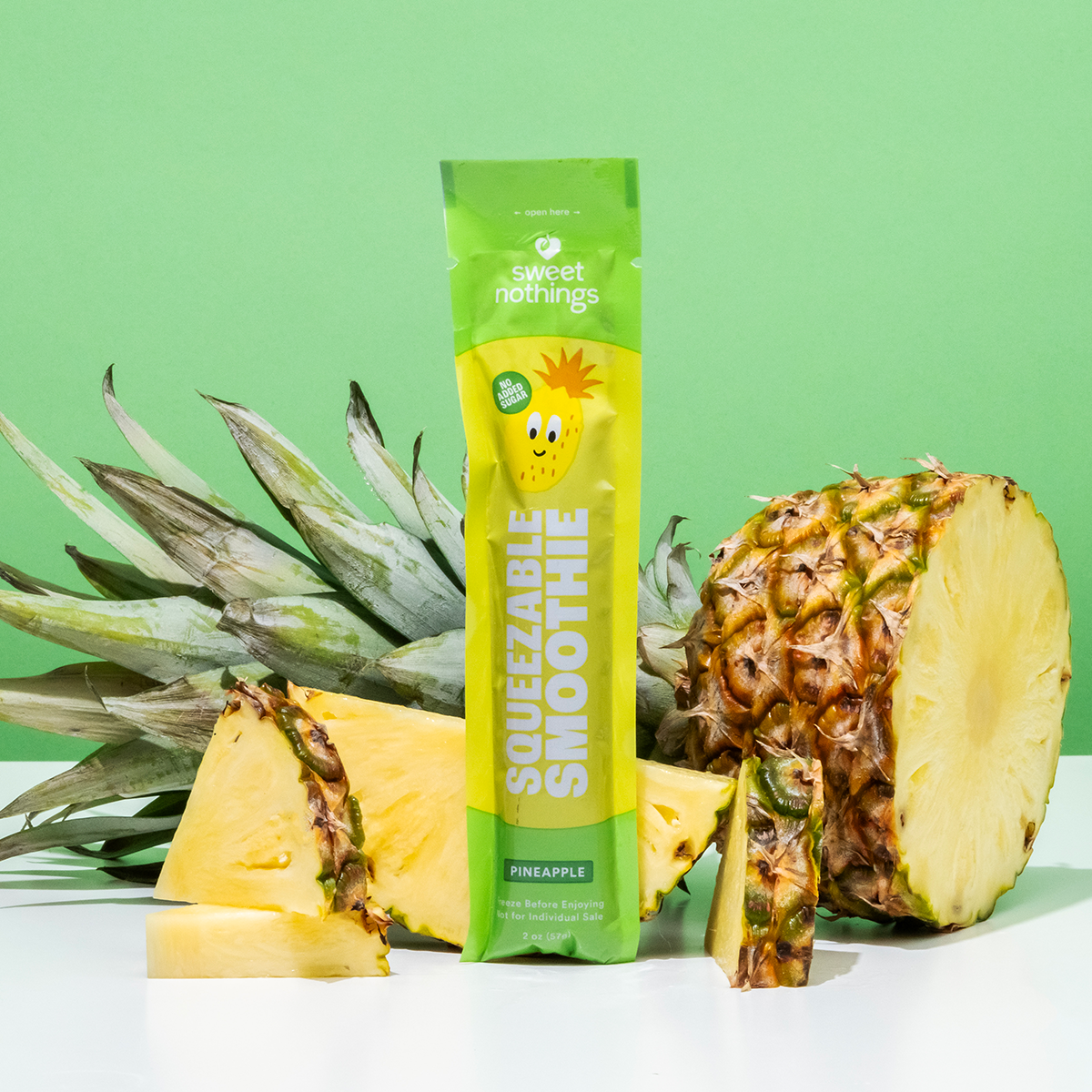 Sweet Nothings - Wholesale Fruit Snacks - Pineapple Spinach Squeezable Smoothie Pops - Freeze At Home9